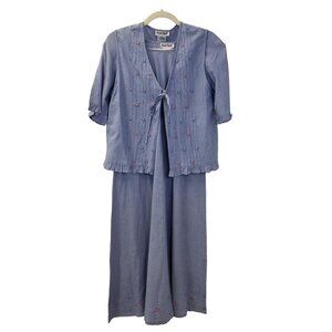 NWT Marisol Two Piece Floral Embroidered Midi Dress Size Medium